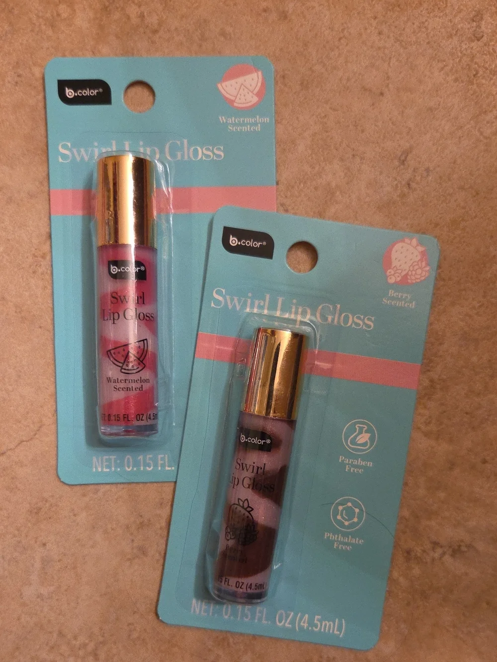 2 Swirl Lip Gloss — Pink Watermelon & Berry Scented